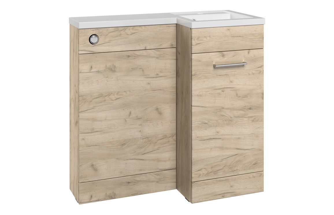 Eleanor 900mm F/S L-Shape Pack & Basin (RH) - Oak
