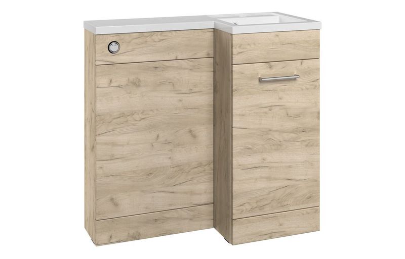 Eleanor 900mm F/S L-Shape Pack & Basin (RH) - Oak