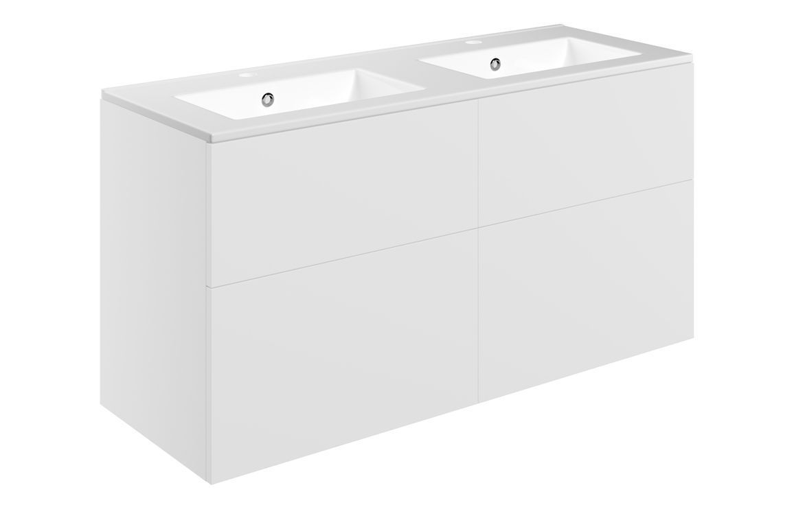Lilly Mae 1210mm Wall Hung 4 Drawer Basin Unit & 2TH Basin - Matt White