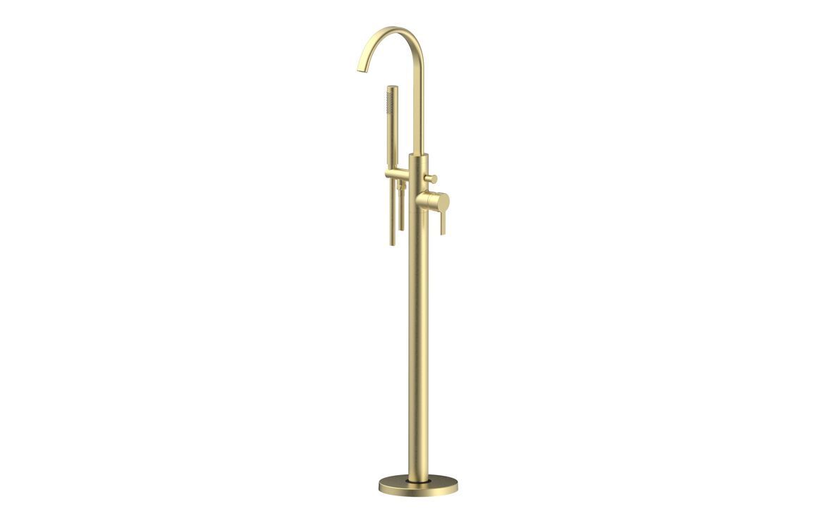 Esther Floor Standing Bath/Shower Mixer - Brushed Brass