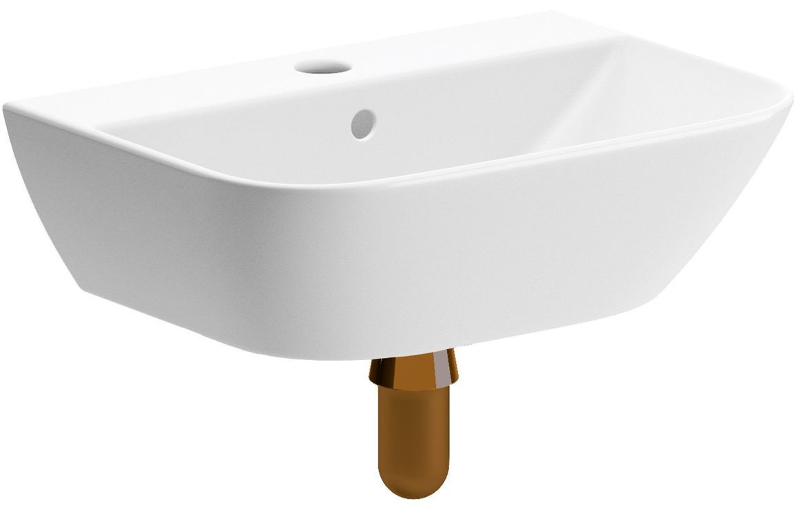 Chloe 450x320mm 1TH Cloakroom Basin & Brushed Bronze Bottle Trap