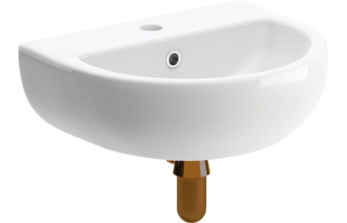 Taylor 450x400mm 1TH Cloakroom Basin & Brushed Bronze Bottle Trap