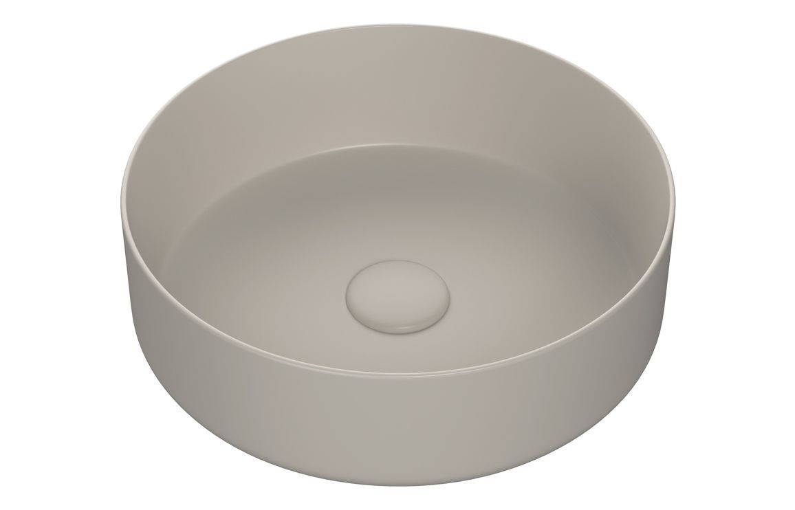 Lexy 355mm Ceramic Round Washbowl & Waste - Matt Latte