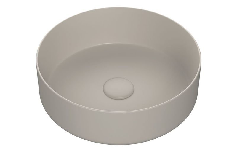 Lexy 355mm Ceramic Round Washbowl & Waste - Matt Latte