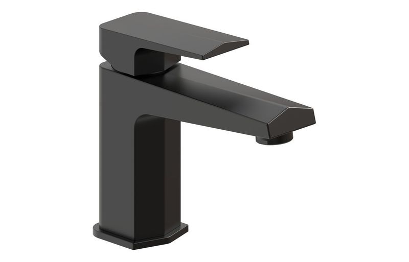 Angle Basin Mixer & Waste - Matt Black