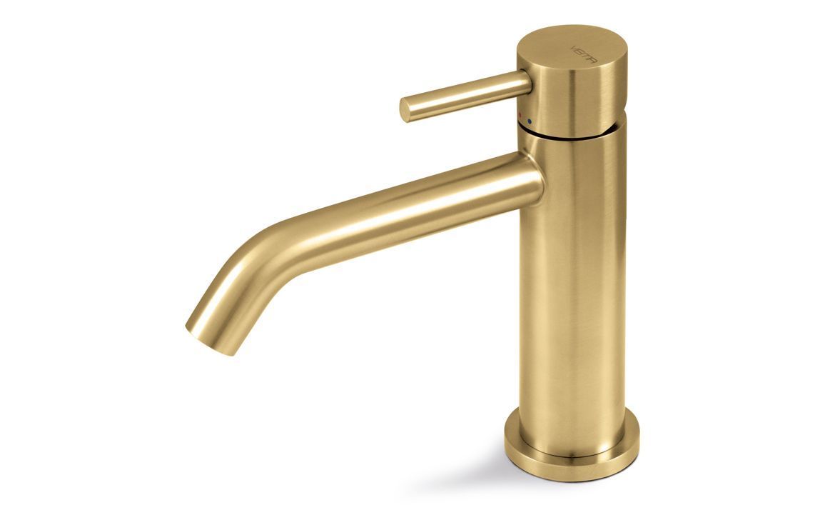 Vema Tiber Basin Mixer - Brushed Brass