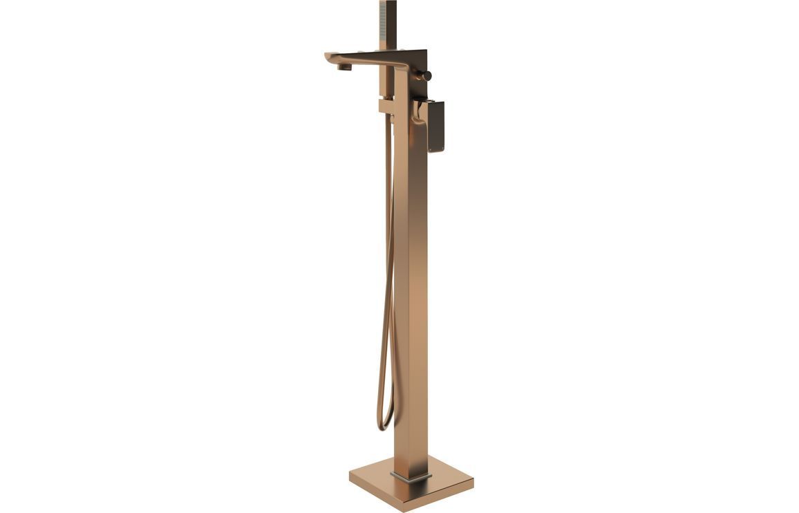 Berta Floor Standing Bath/Shower Mixer - Brushed Bronze