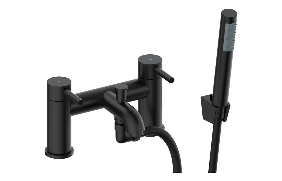Polly Bath/Shower Mixer & Bracket - Matt Black