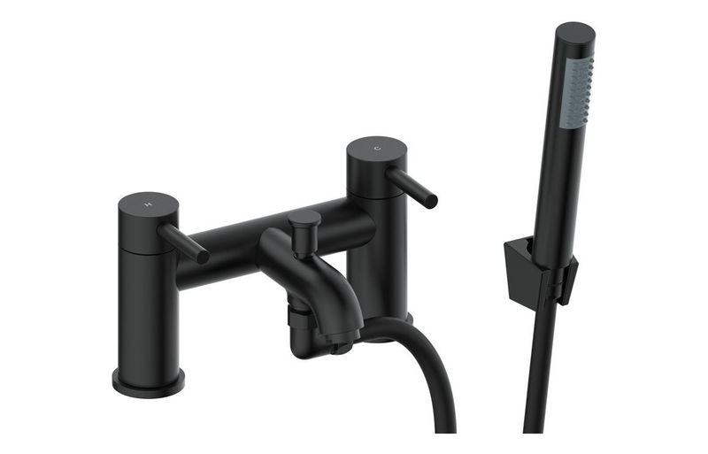 Polly Bath/Shower Mixer & Bracket - Matt Black