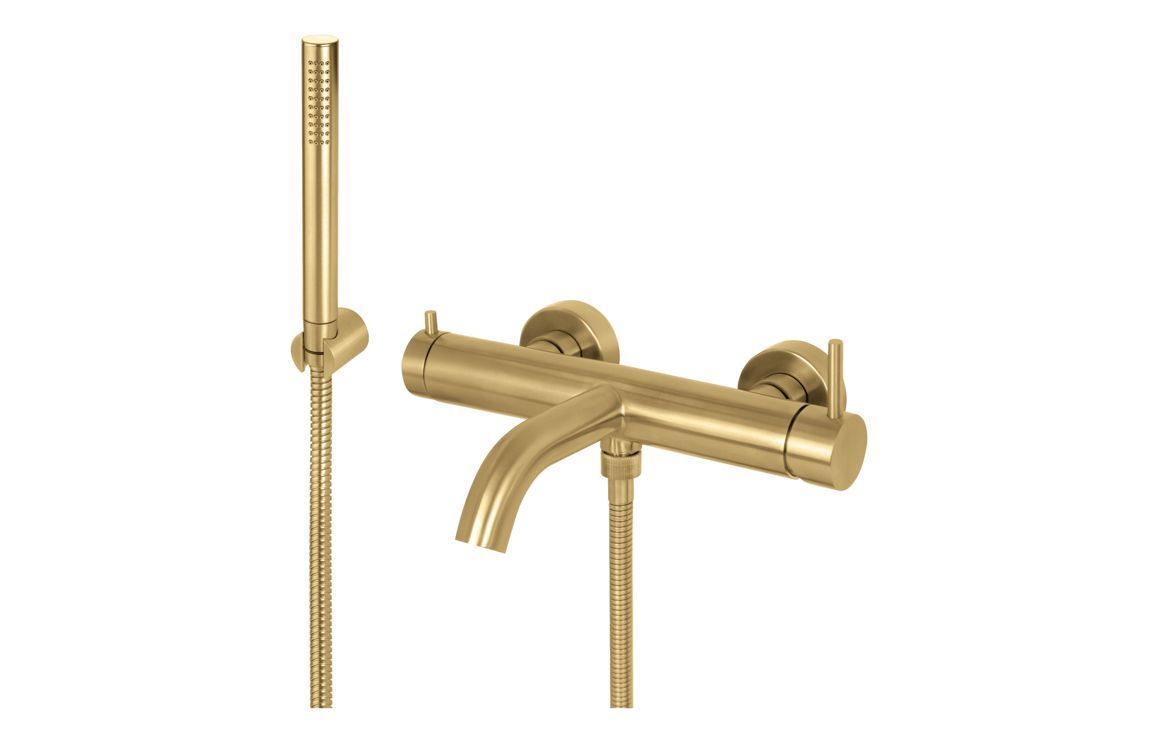 Vema Tiber Wall Mounted Bath/Shower Mixer - Brushed Brass