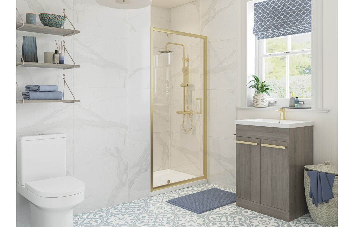 Cleopatra 700mm Pivot Door - Brushed Brass