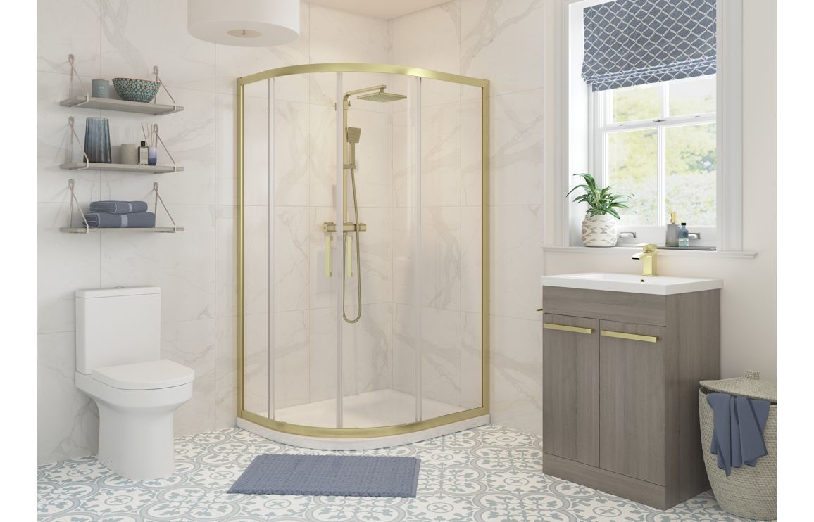 Cleopatra 1200x800mm 2 Door Offset Quadrant - Brushed Brass
