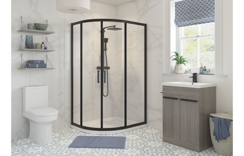 Cleopatra 1000x800mm 2 Door Offset Quadrant - Matt Black