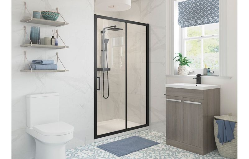 Cleopatra 1600mm Sliding Door - Matt Black