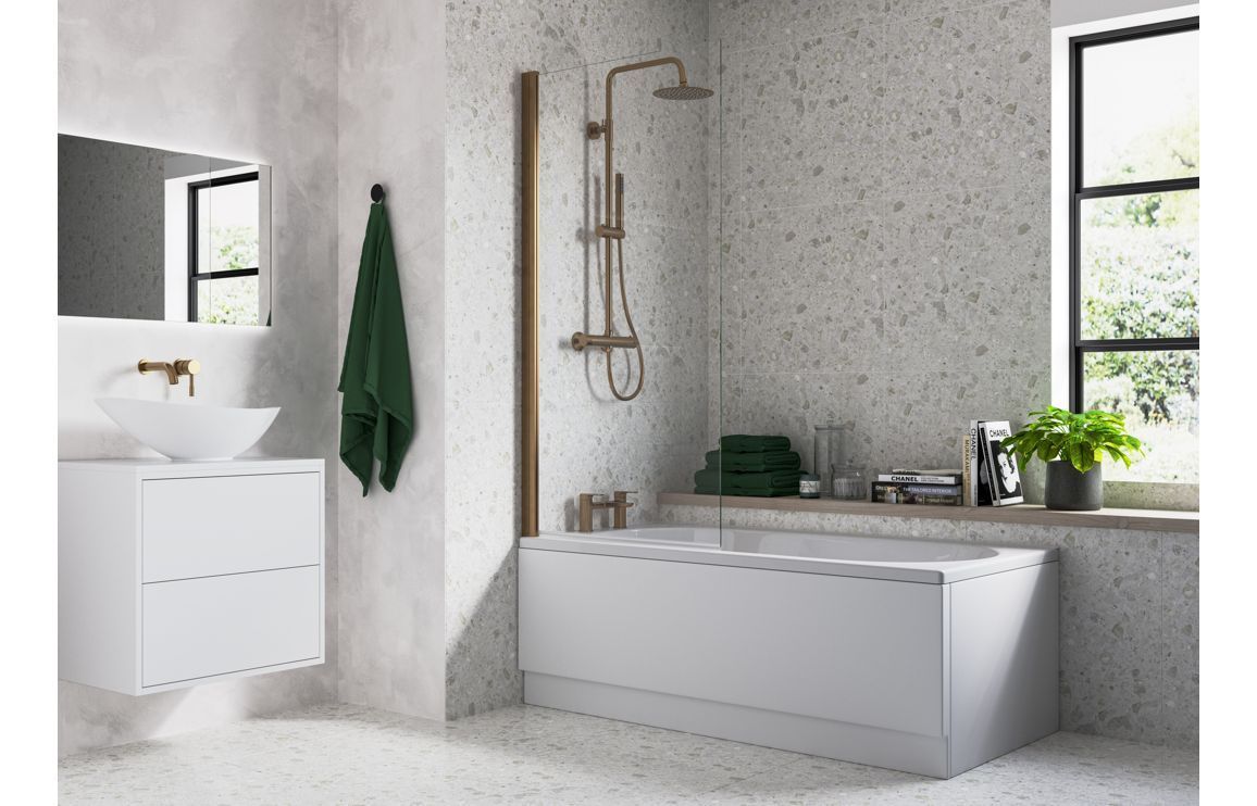 800x1500mm Single Straight Bath Screen (6mm) - Brushed Bronze