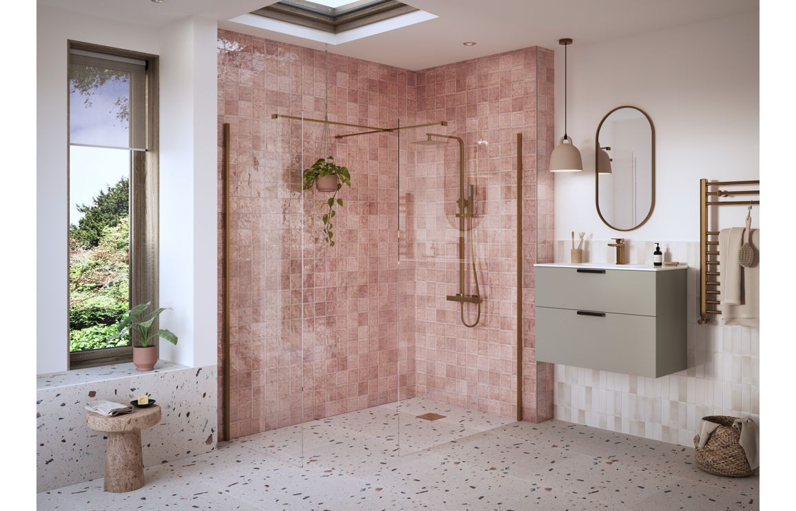 Athen 500mm Wetroom Side Panel & Arm - Brushed Bronze
