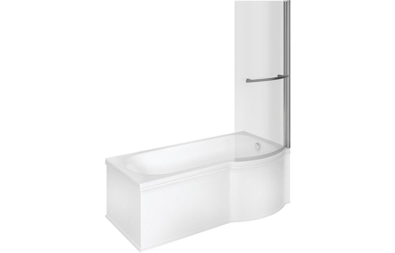 Christine P Shape 1700x850x560mm 0TH Shower Bath Pack (RH)