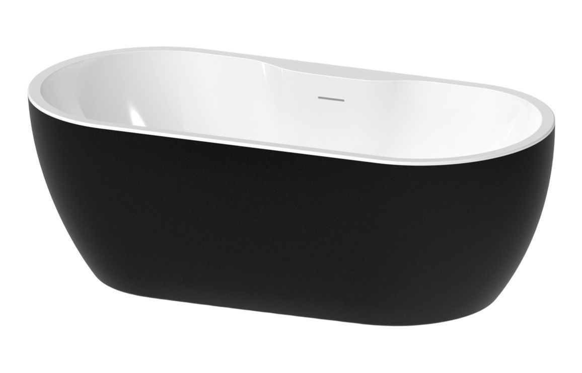 //2Go Freestanding 1650x745x580mm 0TH Bath - Gloss Black