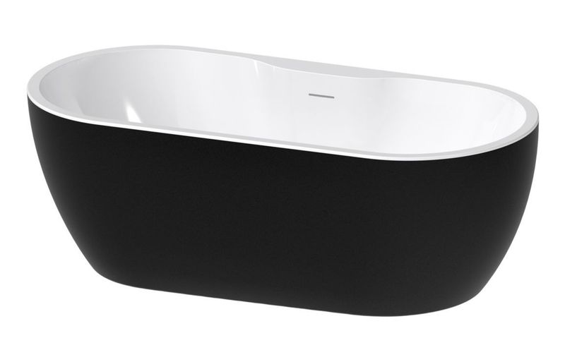 //2Go Freestanding 1650x745x580mm 0TH Bath - Gloss Black