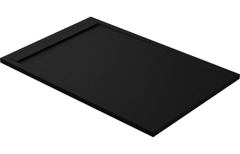 30mm Slate 1000x800mm Rectangular Tray & Waste - Black