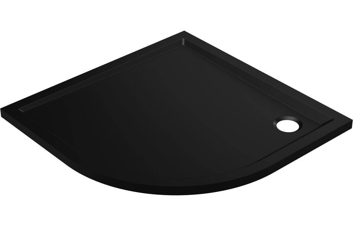 40mm Low Profile 800mm Quadrant Tray & Waste - Matt Black