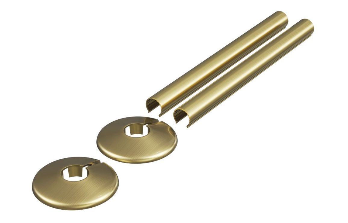 180x18mm Radiator Pipe Sleeves - Brushed Brass