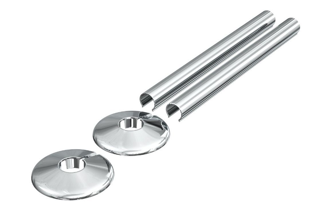 180x18mm Radiator Pipe Sleeves - Chrome
