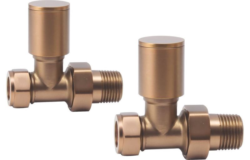 Patterned Brushed Bronze Radiator Valves - Straight