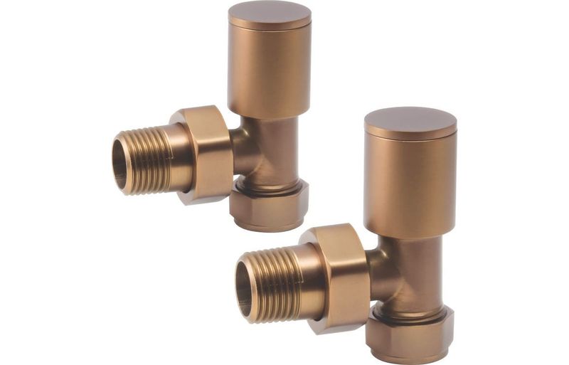 Patterned Brushed Bronze Radiator Valves - Angled