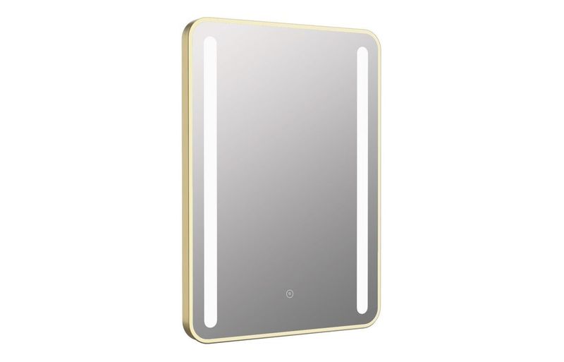 Frankie 500x700mm Rounded Front-Lit LED Mirror - Brushed Brass