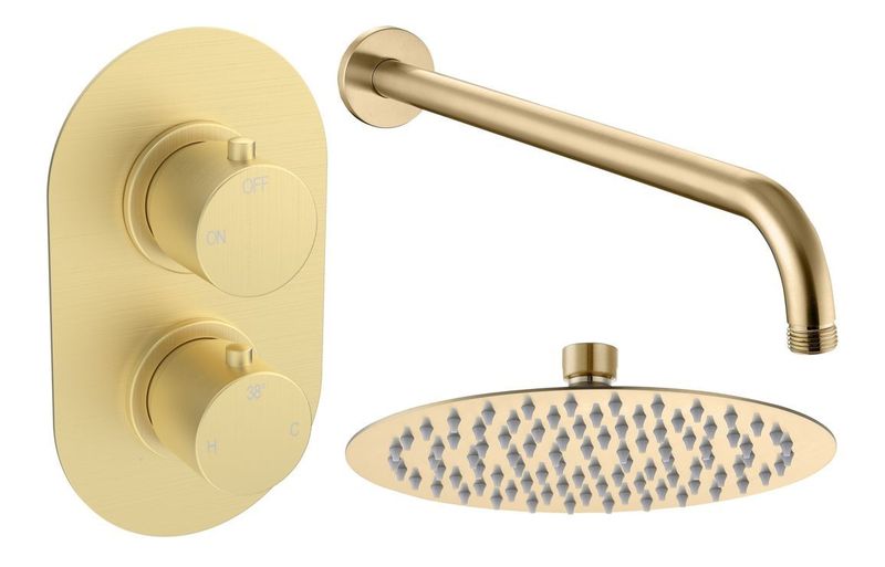 Austin Round Shower Valve & Kit Pack 1 - Brushed Brass Austin Round Shower Valve & Kit Pack 1 - Brushed Brass