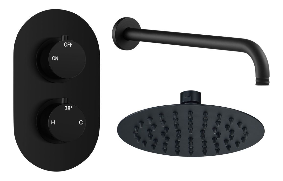 Austin Round Shower Valve & Kit Pack 1 - Matt Black
