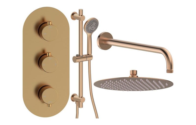 Austin Round Shower Valve & Kit Pack 3 - Brushed Bronze Austin Round Shower Valve & Kit Pack 3 - Brushed Bronze
