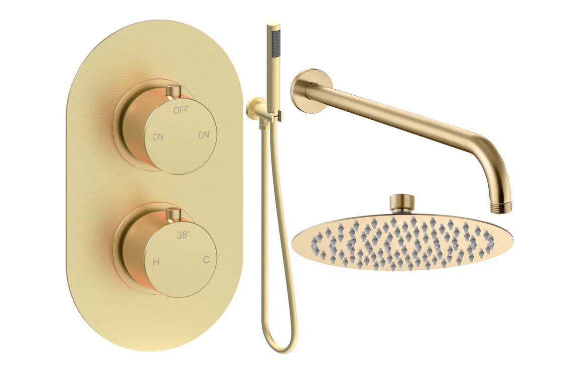 Austin Round Shower Valve & Kit Pack 4 - Brushed Brass