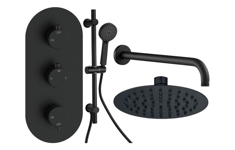 Austin Round Shower Valve & Kit Pack 3 - Matt Black Austin Round Shower Valve & Kit Pack 3 - Matt Black