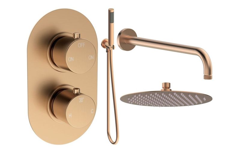 Austin Round Shower Valve & Kit Pack 4 - Brushed Bronze Austin Round Shower Valve & Kit Pack 4 - Brushed Bronze