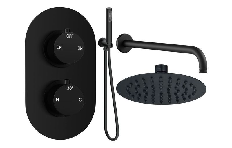Austin Round Shower Valve & Kit Pack 4 - Matt Black Austin Round Shower Valve & Kit Pack 4 - Matt Black
