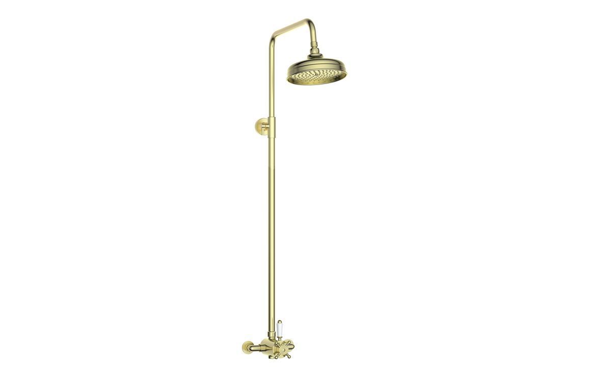 Basil Concentric Single Outlet Shower Valve & Overhead Kit Pack 2 - Brushed Brass