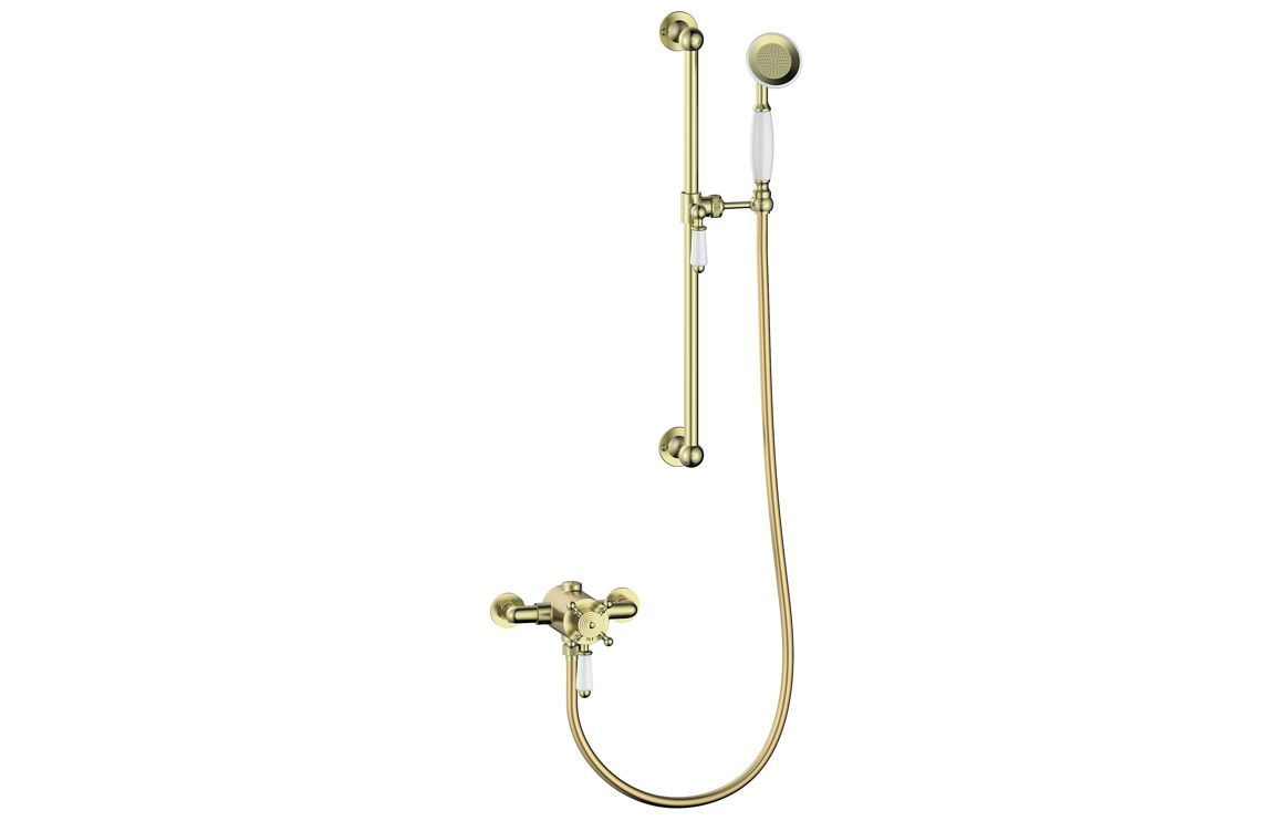 Basil Concentric Single Outlet Shower Valve & Riser Kit Pack 1 - Brushed Brass