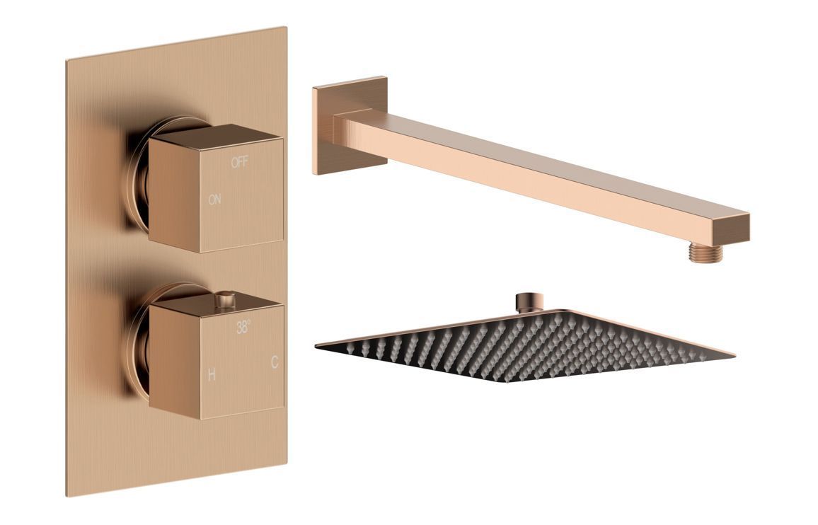 Corey Square Shower Valve & Kit Pack 1 - Brushed Bronze