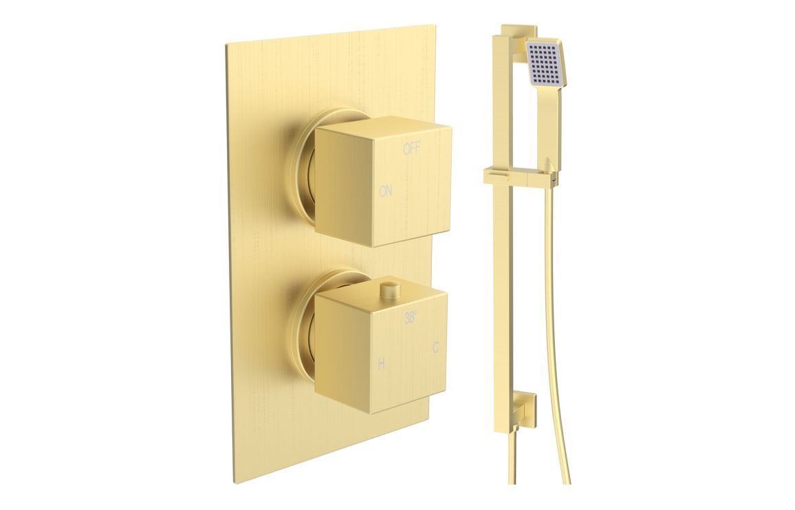 Corey Square Shower Valve & Kit Pack 2 - Brushed Brass