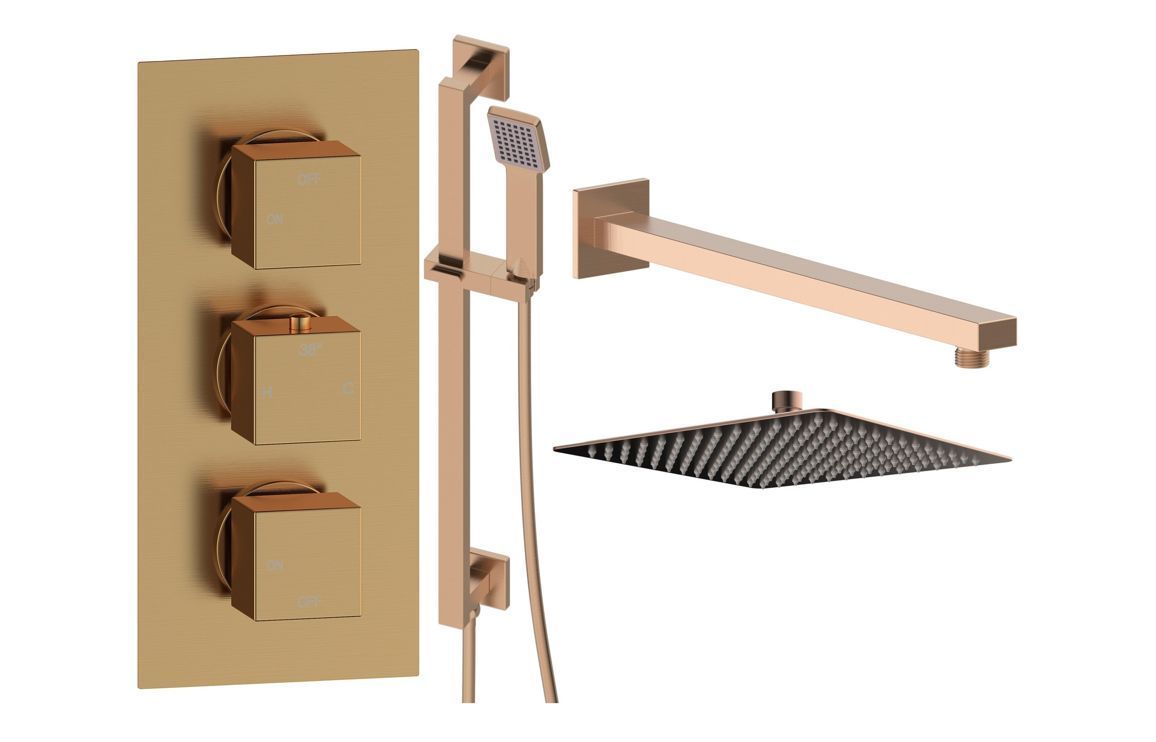 Corey Square Shower Valve & Kit Pack 3 - Brushed Bronze