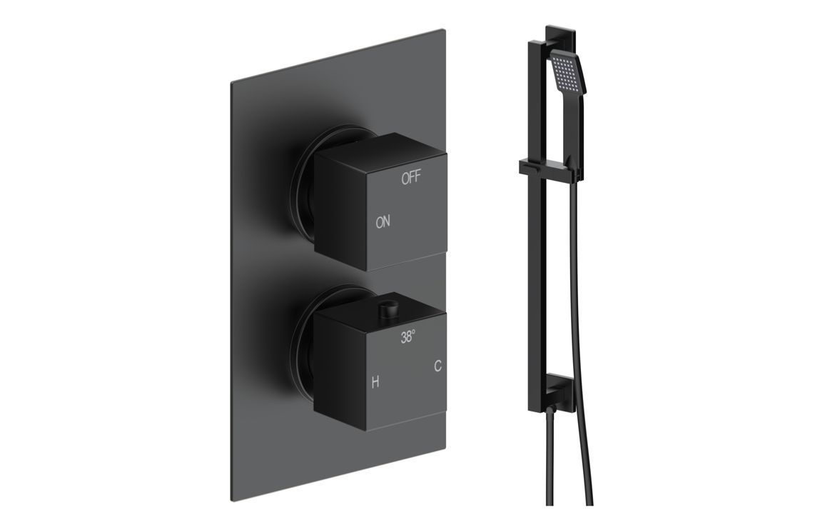 Corey Square Shower Valve & Kit Pack 2 - Matt Black