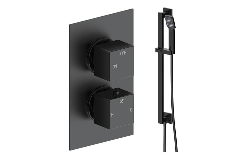 Corey Square Shower Valve & Kit Pack 2 - Matt Black Corey Square Shower Valve & Kit Pack 2 - Matt Black