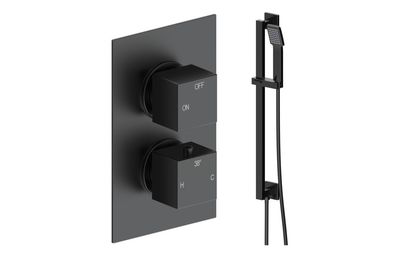 Corey Square Shower Valve & Kit Pack 2 - Matt Black