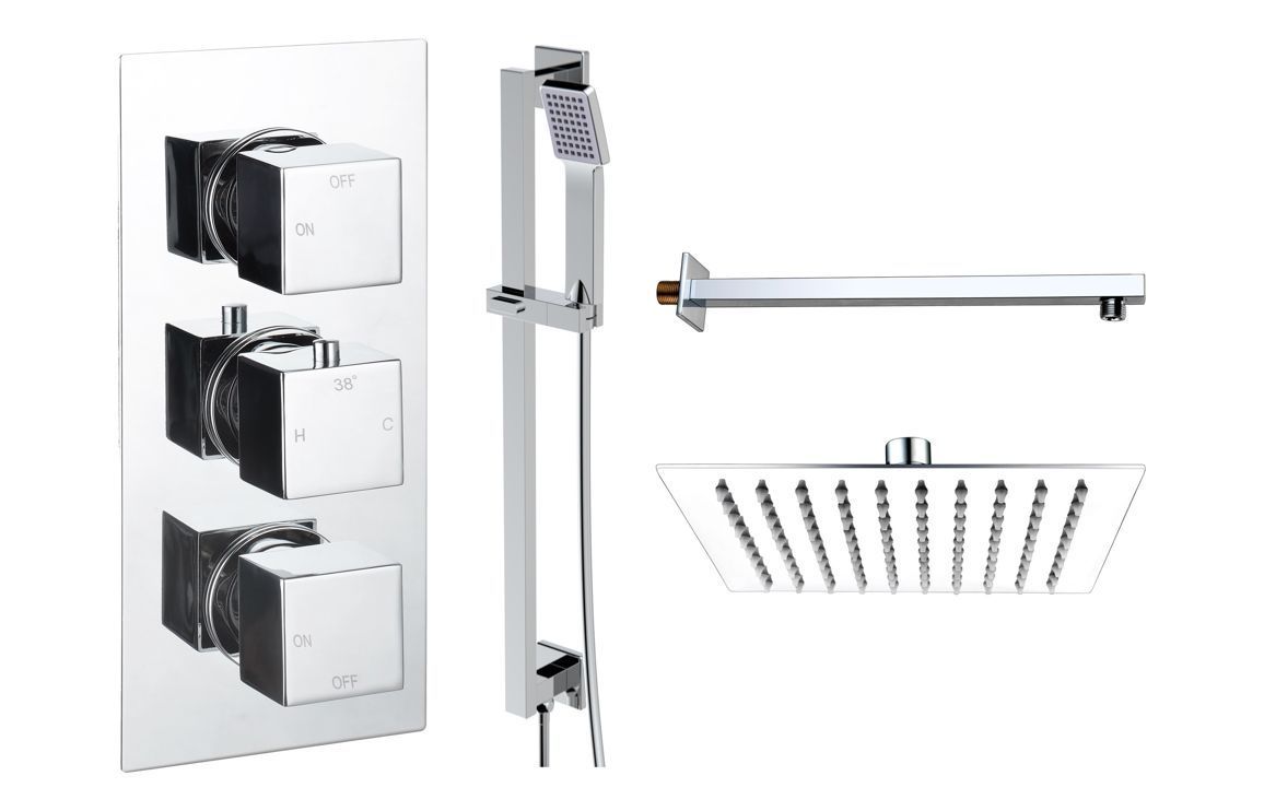 Corey Square Shower Valve & Kit Pack 3 - Chrome
