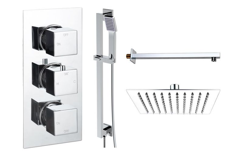 Corey Square Shower Valve & Kit Pack 3 - Chrome Corey Square Shower Valve & Kit Pack 3 - Chrome