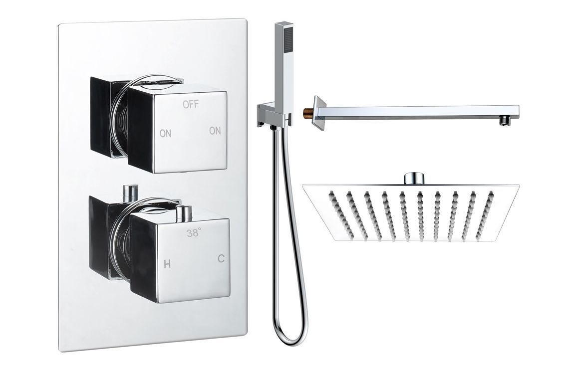 Corey Square Shower Valve & Kit Pack 4 - Chrome