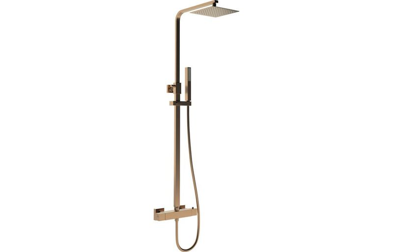 Corey Square Thermostatic Bar Mixer w/Riser Kit - Brushed Bronze