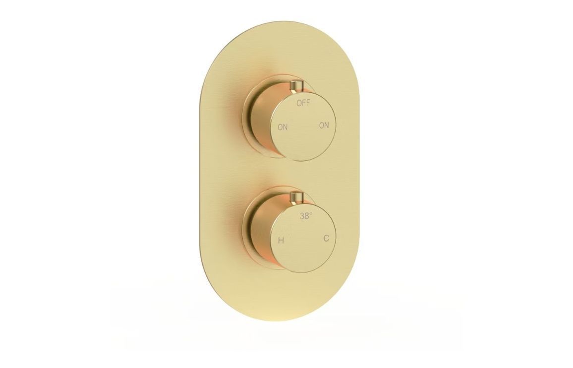 Austin Thermostatic Two Outlet Twin Shower Valve - Brushed Brass